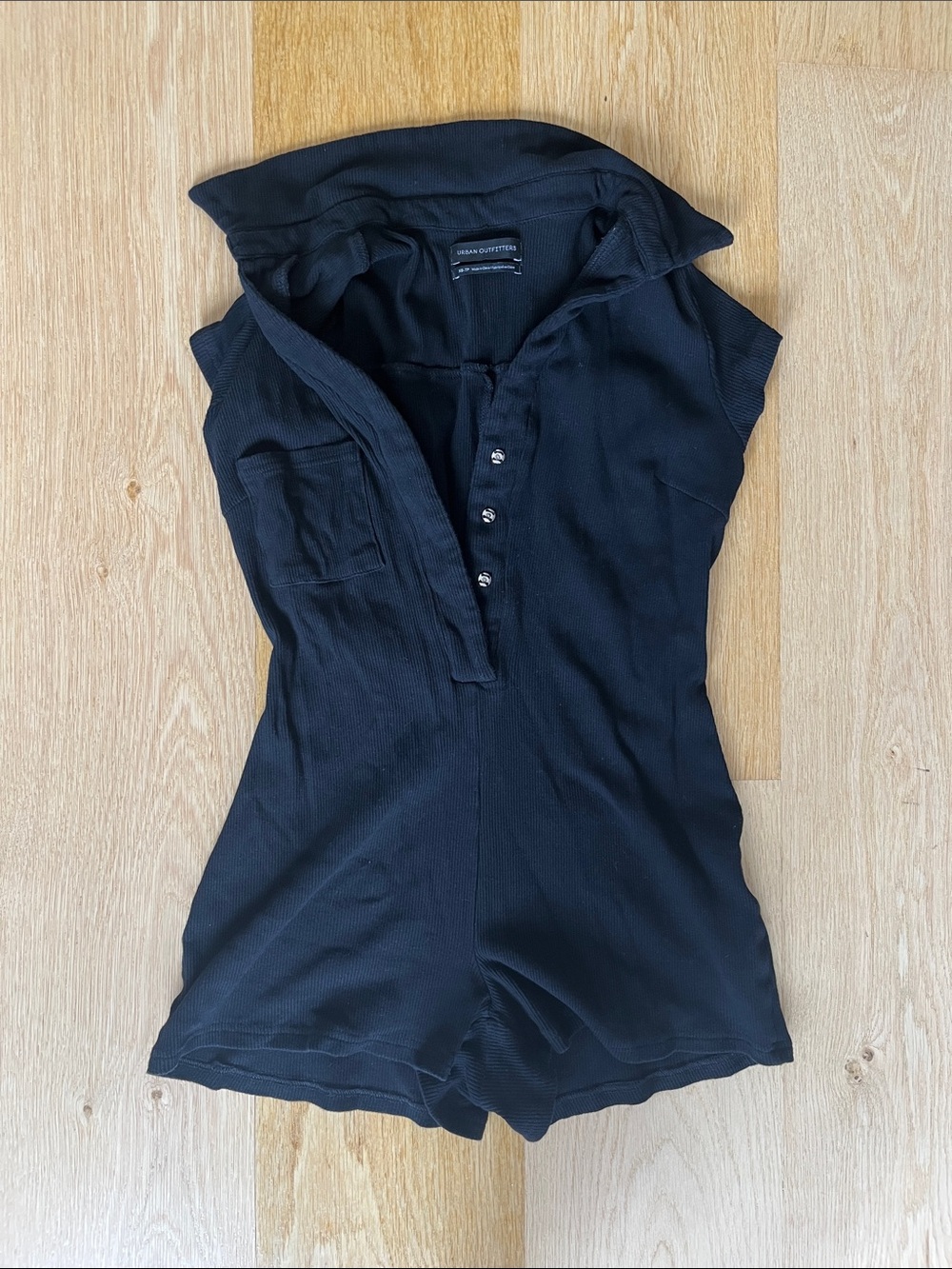 Urban Outfitters Black Ribbed Short Sleeve Romper